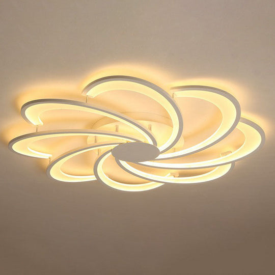 Contemporary Led Flower Flush Ceiling Light: Acrylic Living Room Lighting Fixture