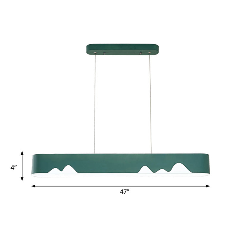 Modern Led Rectangular Linear Chandelier With Metal Hanging Ceiling Light (White/Black/Green) -