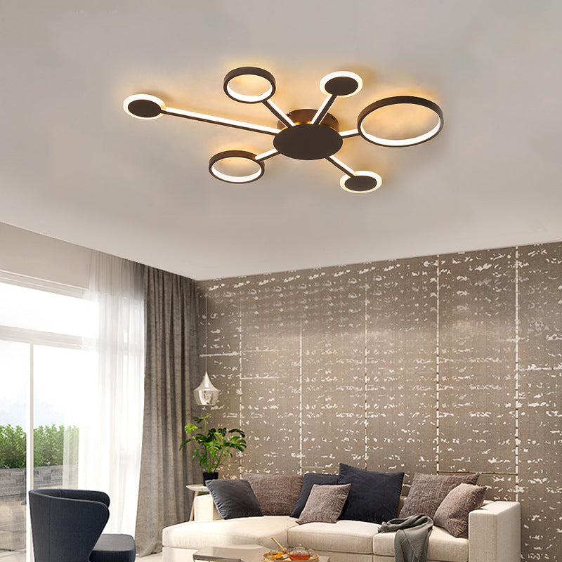 Modern Acrylic Sputnik Flush Mount Light - 4/5/6 Lights -White/Warm Led 6 / Coffee Warm