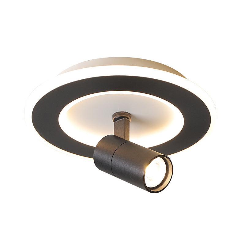 Modern Square/Round Flush Mount Led Acrylic Lamp In White/Black (White/Warm Light)