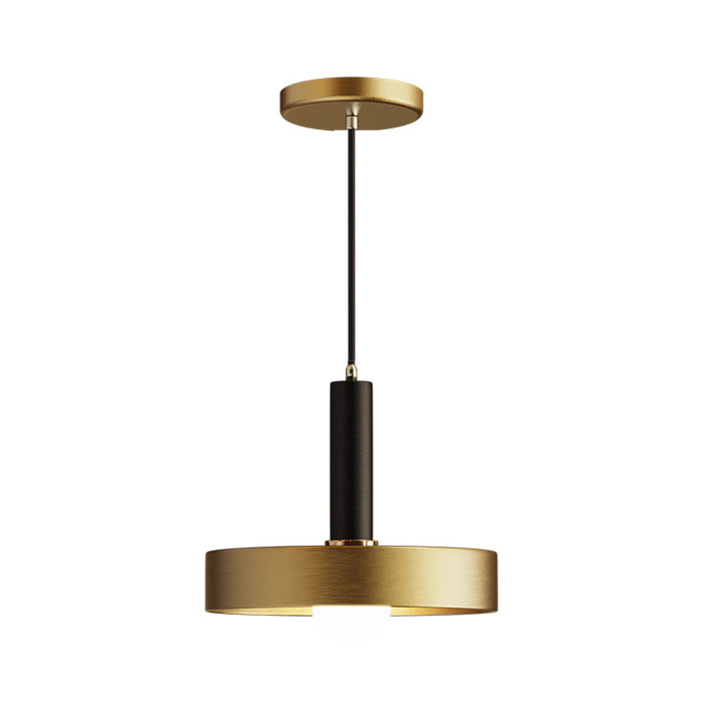 Modern Gold Pendant Light Fixture For Dining Room With Metallic Lid Shape