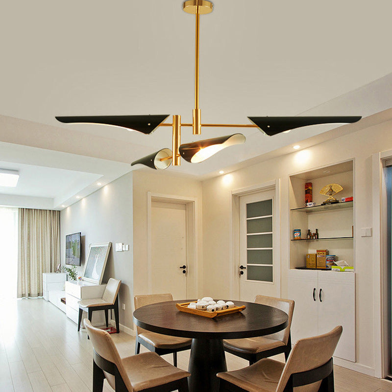 Modern Metallic Burst Chandelier Pendant Light For Living Room 4 / Black