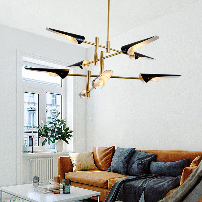 Modern Metallic Burst Chandelier Pendant Light For Living Room 8 / Black