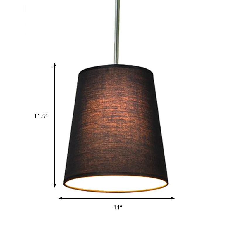 Modern Fabric Cylinder Pendant Light - Black/White/Flaxen 8/11 Wide