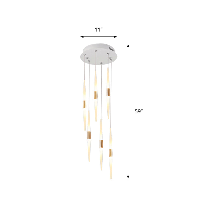 Modern Acrylic Flute Cluster Pendant Light - 5/6 Lights White/Warm
