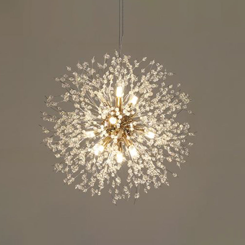 Dandelion Crystal Orb Ceiling Chandelier - Modern Light Fixture For Living Room