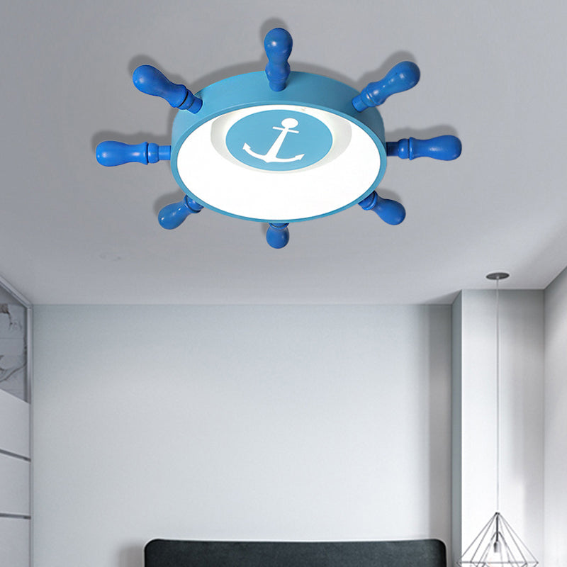 Blue Rudder Kids Led Flush Mount Fixture - 19.5’/23.5’ W Warm/White Light Aluminum & Acrylic Pendant