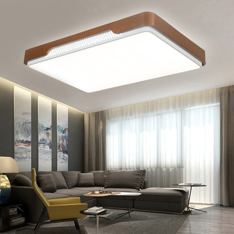 Modern Acrylic Flush Mount Light Fixture - Brown Rectangular 20.5’/36.5’/45’ Warm/White