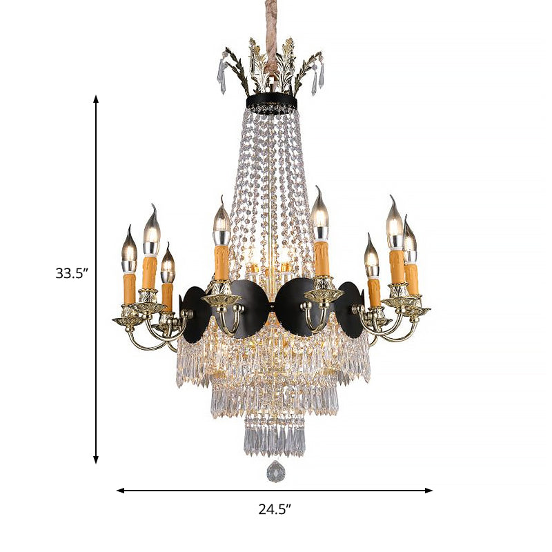 Contemporary Crystal Candelabra Chandelier - 14 Lights Gold Dining Room Lighting