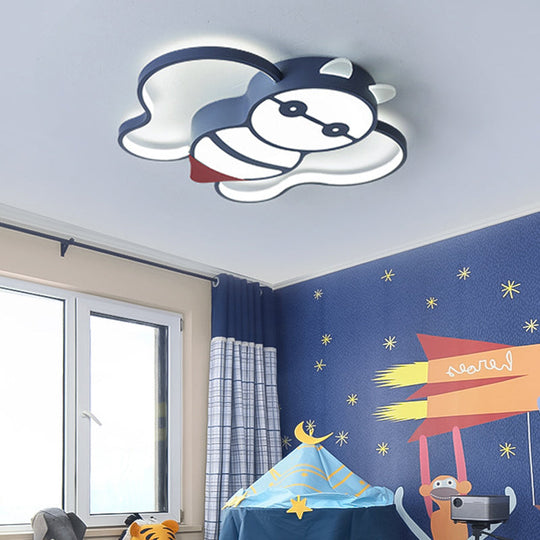 Kids Bee Design Led Ceiling Lamp - Blue Flush Mount Lighting For Children’s Room Acrylic