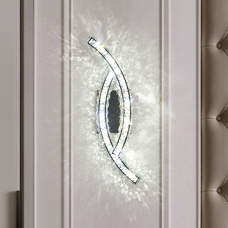 Modern Leaf Wall Light: Crystal Living Room Led Lamp Stainless-Steel Mount