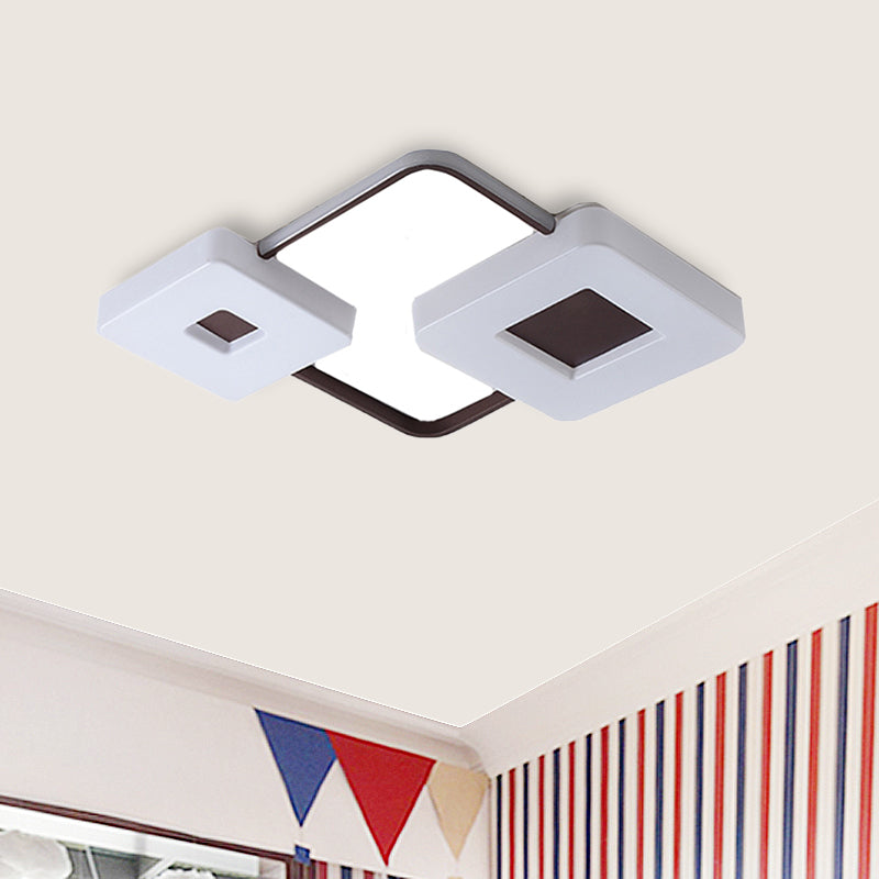 16/19.5/35.5 Coffee Square/Rectangular Led Flush Mount Lamp - White Light Acrylic Ceiling For Living