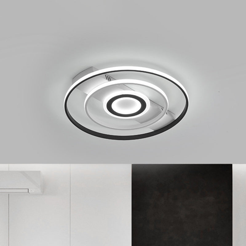 Modern Led Flush Mount Ceiling Light Fixture For Black And White Living Room - Aluminum Frame