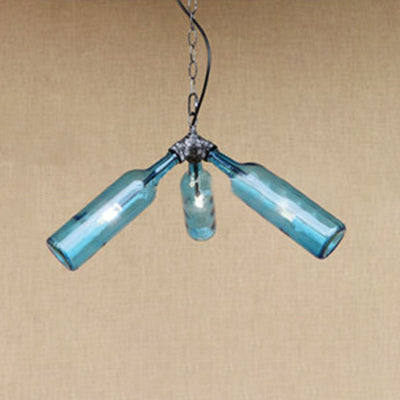 Industrial Rustic 3-Head Hanging Lamp With Pipe Design - Smoke Gray/Clear Glass Chandelier Lighting
