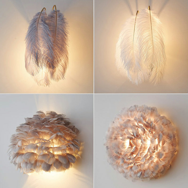 Feather Wall Sconce: Stylish And Simplistic Single-Bulb Light For Girls Bedroom