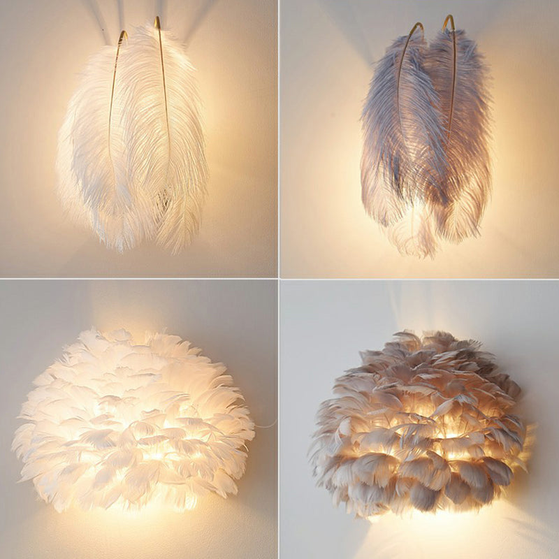 Feather Wall Sconce: Stylish And Simplistic Single-Bulb Light For Girls Bedroom