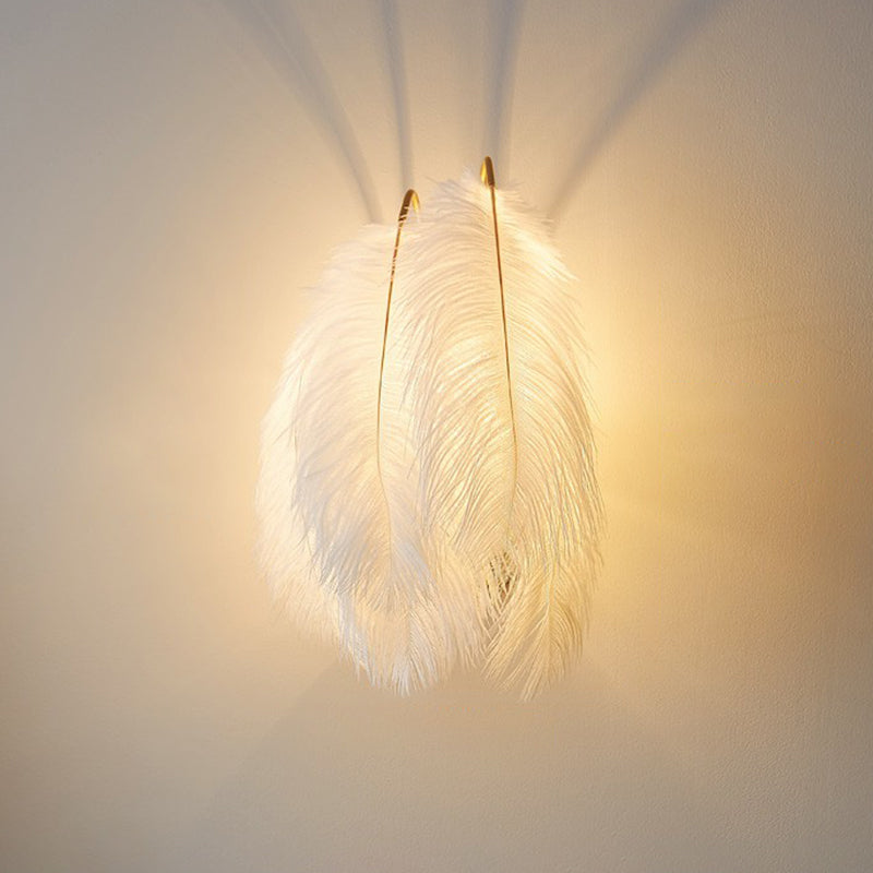 Feather Wall Sconce: Stylish And Simplistic Single-Bulb Light For Girls Bedroom