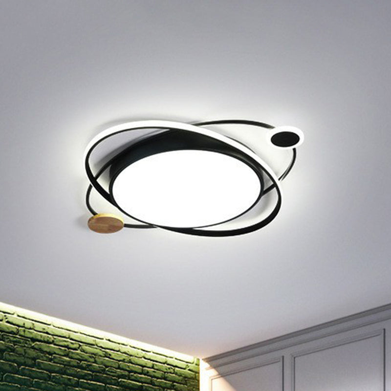 Macaron Led Orbit Flush Mount Lighting For Kids’ Bedroom Ceiling - Metallic Color