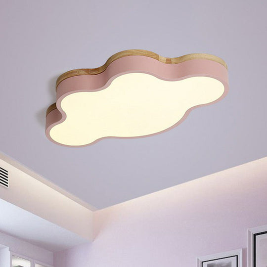 Sleek Led Flush Mount For Kids’ Bedroom: Cloud Acrylic Fixture Pink / Small White