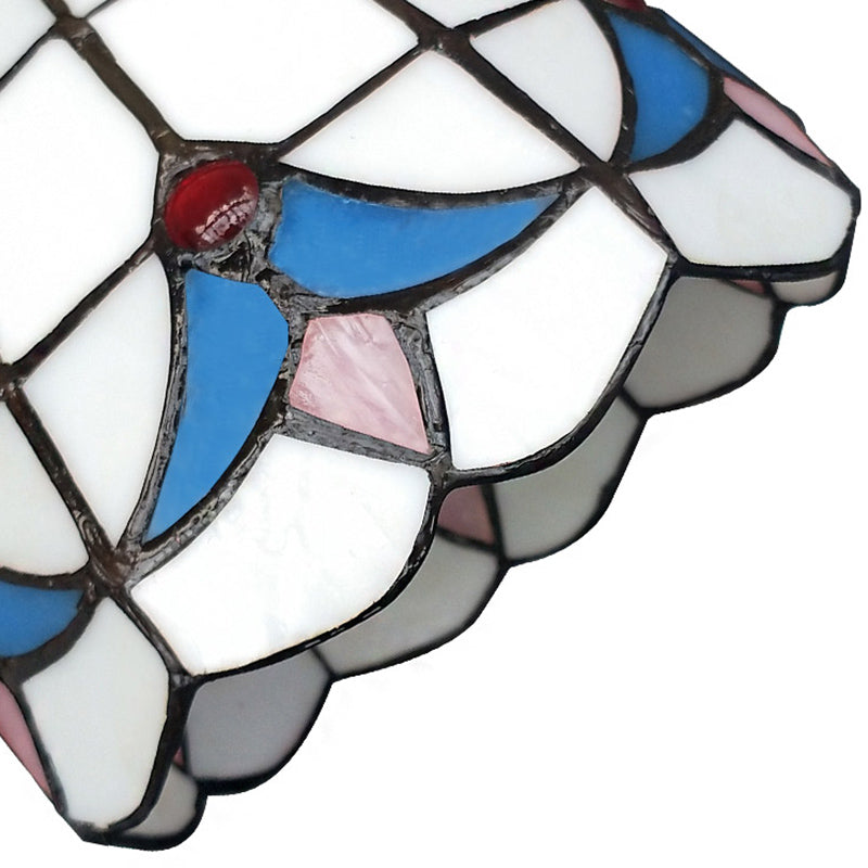 Traditional 3-Head Stained Glass Pendant Light In Bronze With Shaded Hanging Design