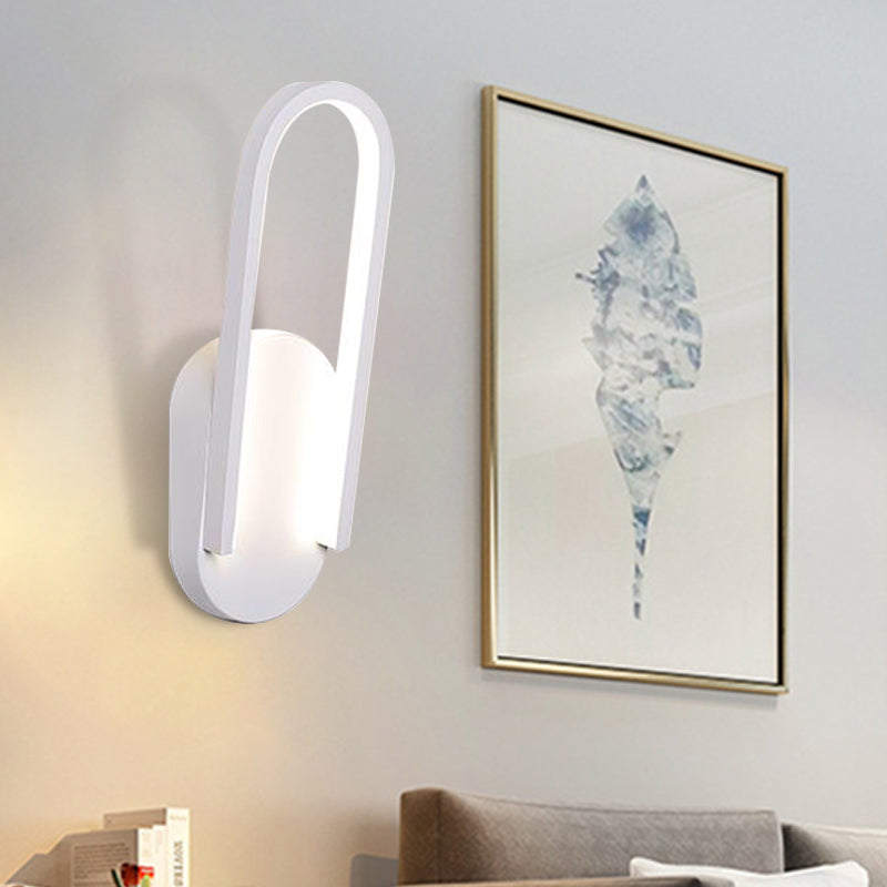 Sleek Semi-Oblong Led Sconce Light In Black/White With Acrylic Shade - Warm/White Illumination