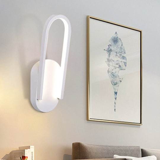 Sleek Semi-Oblong Led Sconce Light In Black/White With Acrylic Shade - Warm/White Illumination