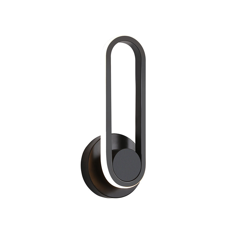 Minimalist Oblong-Ring Led Bedside Lamp In Black/White - Acrylic Shade Warm/White Light