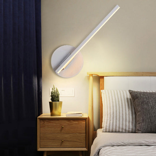Minimal Black/White Linear Led Wall Lamp For Bedroom With Warm/White Light