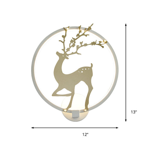 Modern Black/White Acrylic Led Ring Sconce: Wall Mount Lighting With Sika Deer Design