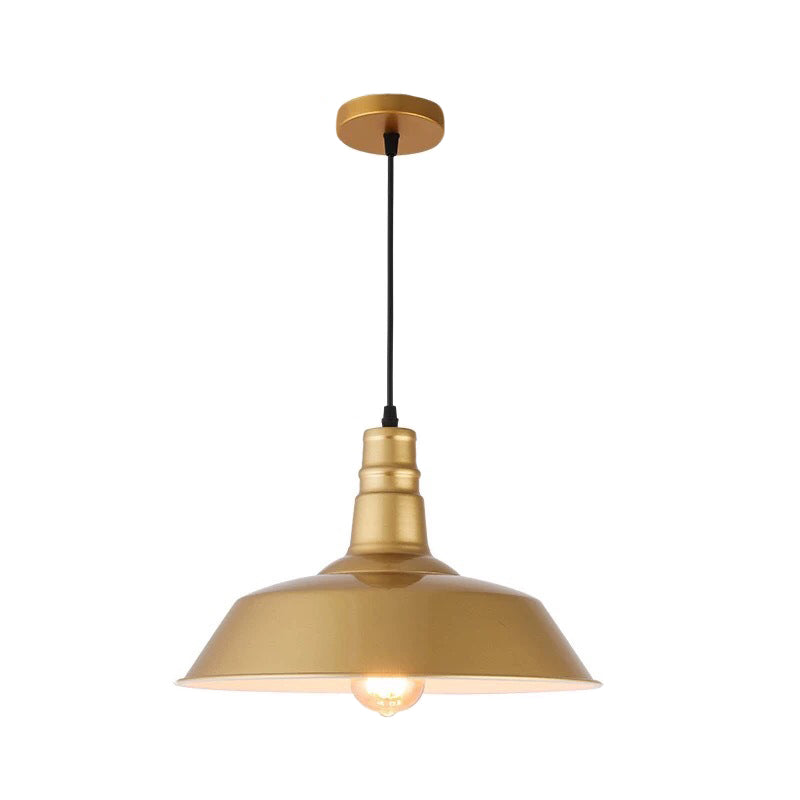 Simplicity 1-Bulb Metallic Hanging Pendant Light For Restaurants With Pot Cover Design Gold / 10