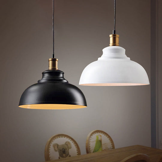 Industrial Dome Pendant Light For Restaurants Iron Shade Single Ceiling Mount