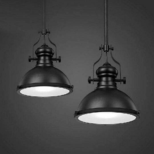 Loft Style Iron Pendant Lighting: Pot Cover 1-Light Hanging Fixture For Restaurants