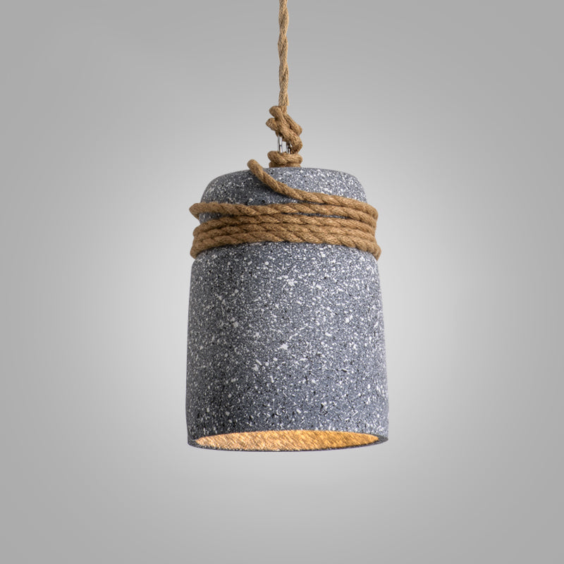 Simplicity Cement Pendant Light For Dining Room Ceiling With Bell Suspension Beige / B