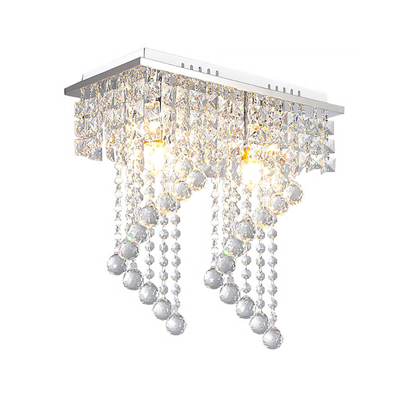 Modern Crystal Chrome Flush Mount Spiral Ceiling Light For Balcony - 8/15 Wide