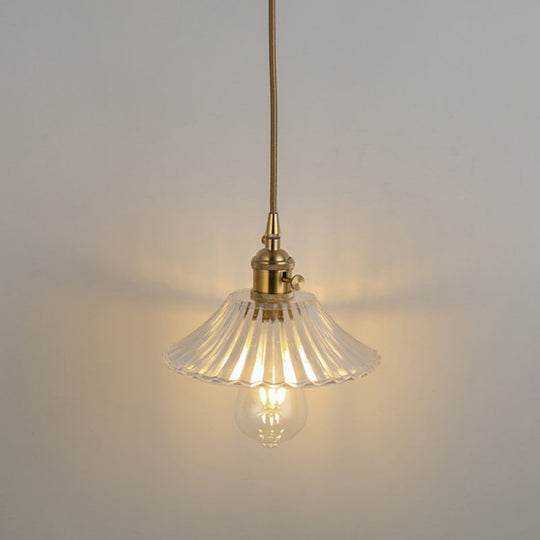 Clear Glass Pendant Lighting Fixture With Simplicity Shaded Hanging Light / M