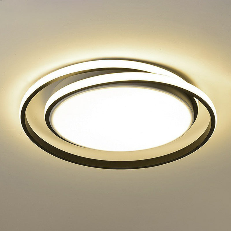 Simplicity Led Flush Mount Ceiling Light For Bedroom - Acrylic Round Design Black / 18’ Warm