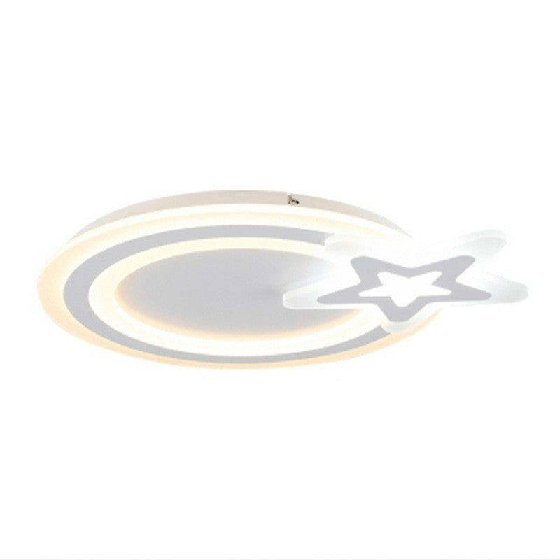 Kids’ Acrylic Shaded Flush Mount Lighting: White Led Fixture For Bedroom