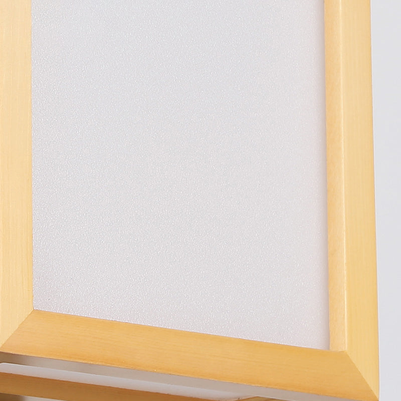 Minimalist White Glass Wall Sconce: Rectangular 2-Head Light With Wooden Frame - Ideal For Corridors