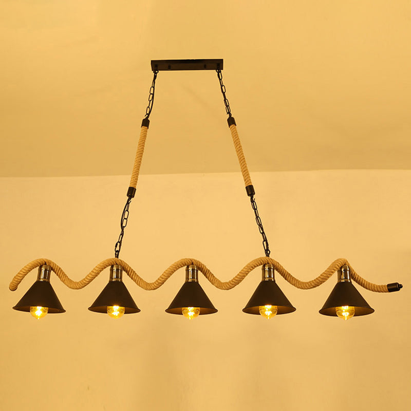 Hemp Rope Chandelier Pendant Light - Vintage Restaurant Hanging In Flaxen 5 /
