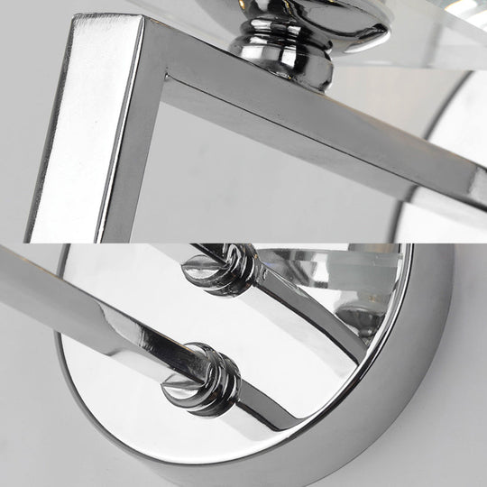 Contemporary Metal Wall Sconce - Cubic Design With Clear Crystal Block Chrome Finish