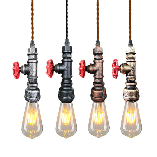 Retro Style Iron Water Valve Pendant Light Fixture With 1 Bulb- Perfect For Bars