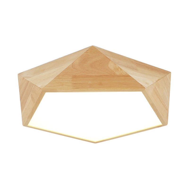 Japanese Wood Led Flush Mount Ceiling Light For Kids’ Bedroom