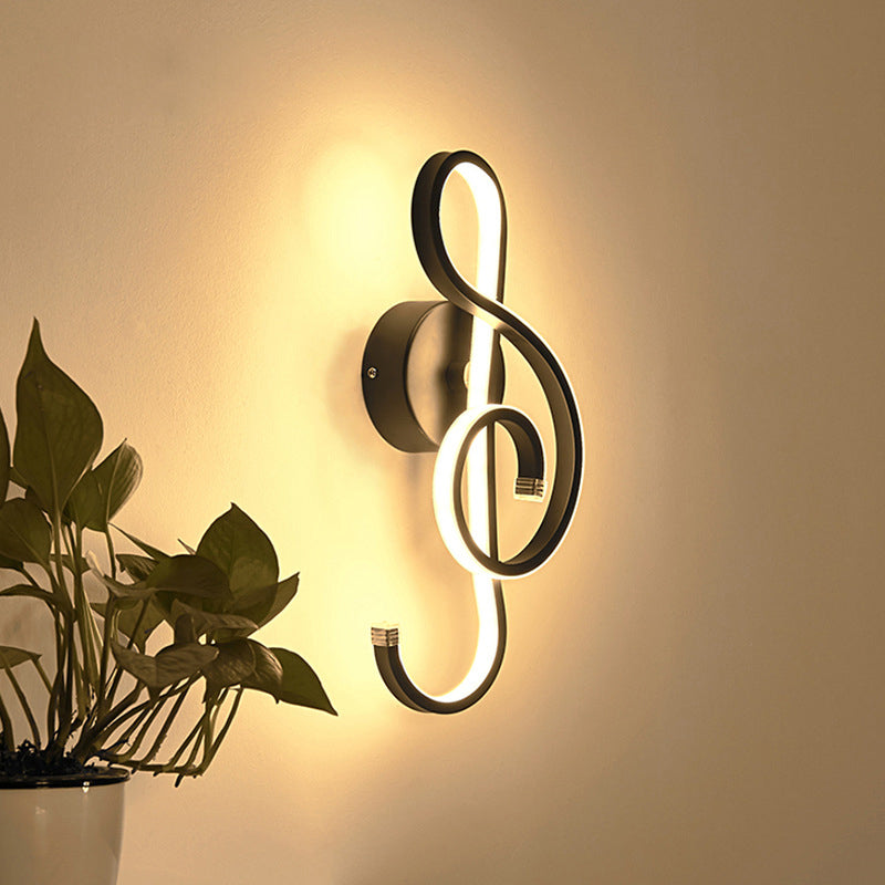 Modern Acrylic Led Wall Light Fixture - Music Note Design For Living Room