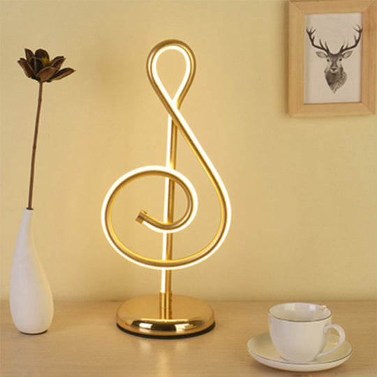 Sleek Curve Led Table Lamp For Living Room Nightstand - Simplicity Style Metallic Finish Gold / C