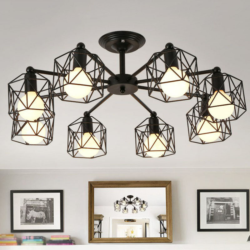 Black Hexagonal Cage Pendant Light For Clothes Shops 8 /