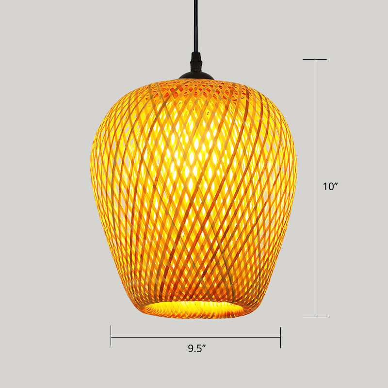 Handwoven Rattan Suspension Light: Simplicity Wood Pendant Fixture
