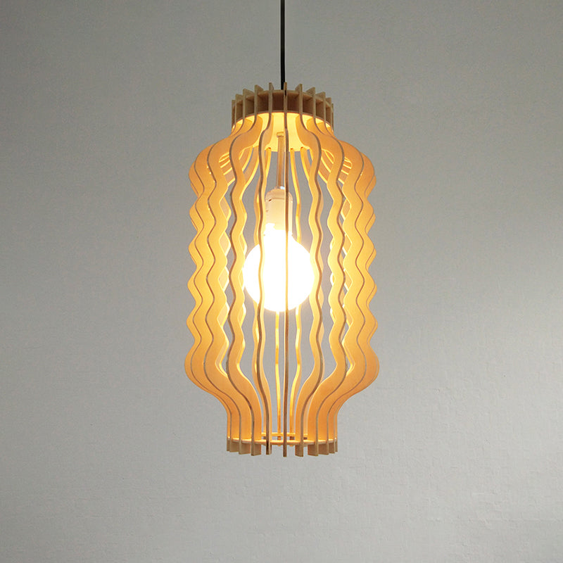 Simplicity Wood 1-Light Restaurant Pendant Light Fixture With Shaded Suspension