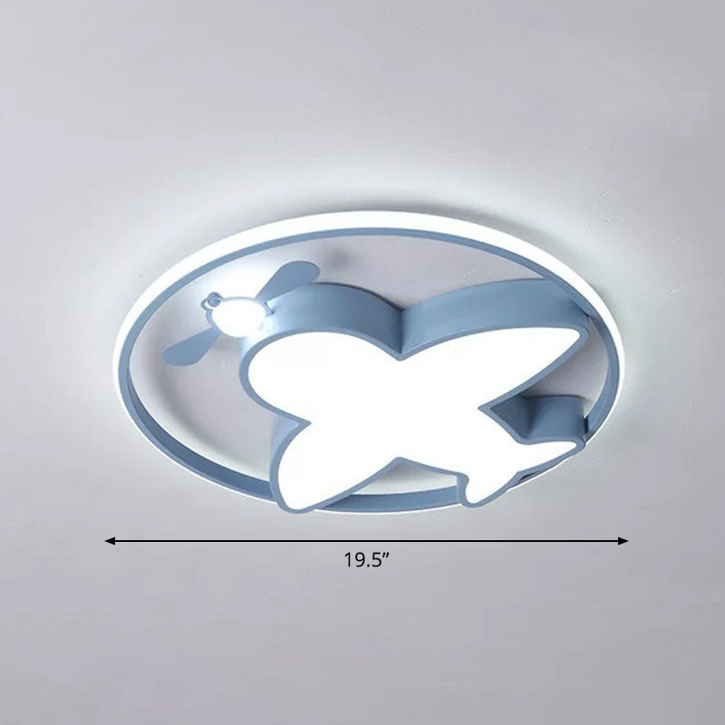 Kids Style Acrylic Led Flush Mount Lighting For Bedroom Blue / 19.5’