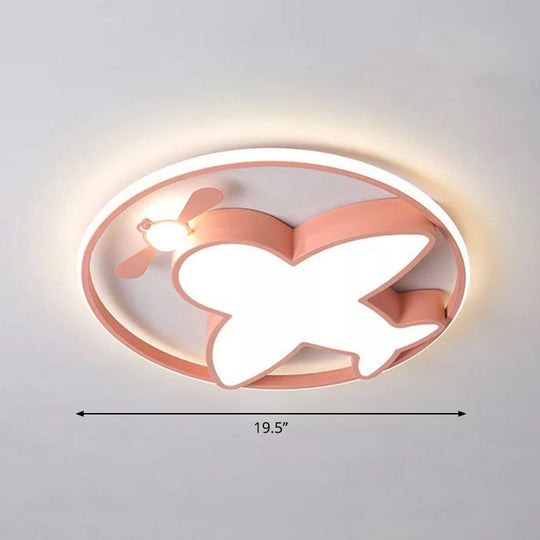 Kids Style Acrylic Led Flush Mount Lighting For Bedroom Pink / 19.5’