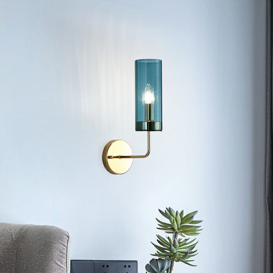 Postmodern Glass Tube Wall Sconce With Brass Finish